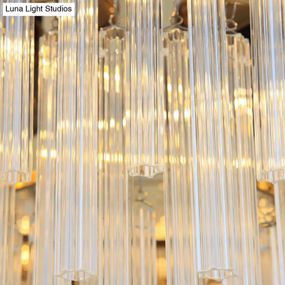 Lámpara colgante moderna de araña cónica - Cristal transparente - 6 luces - Acabado dorado