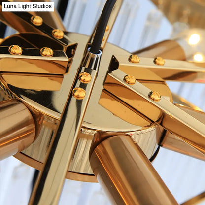 Lámpara colgante moderna de araña cónica - Cristal transparente - 6 luces - Acabado dorado