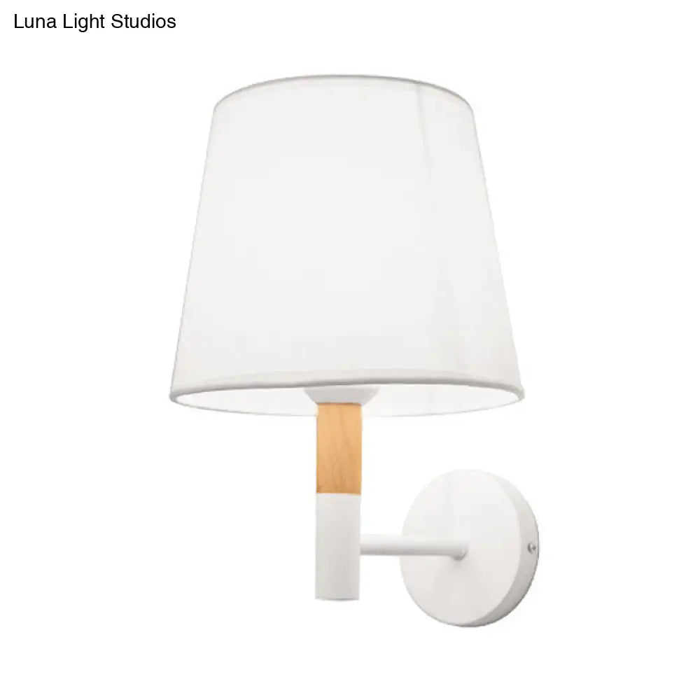 DecorBites™ DecorBites™ Modern Tapered Wall Sconce Light - 1 Head Fabric Sconce for Bedroom - Black/White