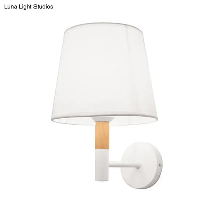 DecorBites™ DecorBites™ Modern Tapered Wall Sconce Light - 1 Head Fabric Sconce for Bedroom - Black/White