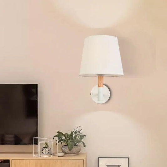 DecorBites™ DecorBites™ Modern Tapered Wall Sconce Light - 1 Head Fabric Sconce for Bedroom - Black/White