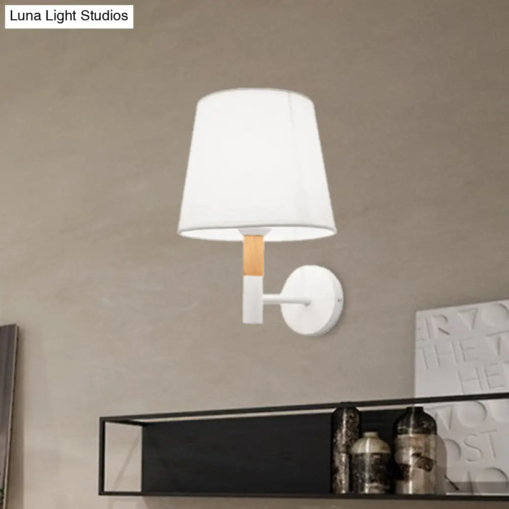 DecorBites™ DecorBites™ Modern Tapered Wall Sconce Light - 1 Head Fabric Sconce for Bedroom - Black/White