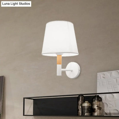 DecorBites™ DecorBites™ Modern Tapered Wall Sconce Light - 1 Head Fabric Sconce for Bedroom - Black/White