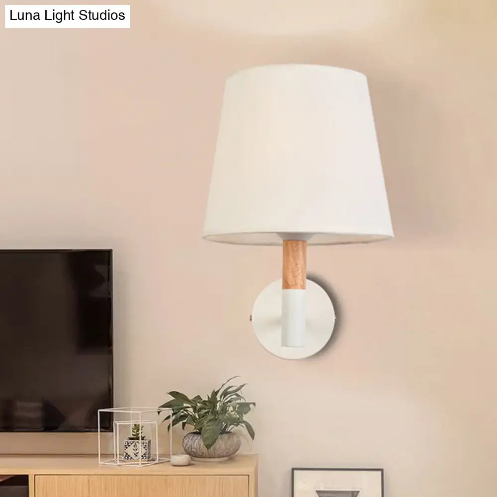 DecorBites™ DecorBites™ Modern Tapered Wall Sconce Light - 1 Head Fabric Sconce for Bedroom - Black/White