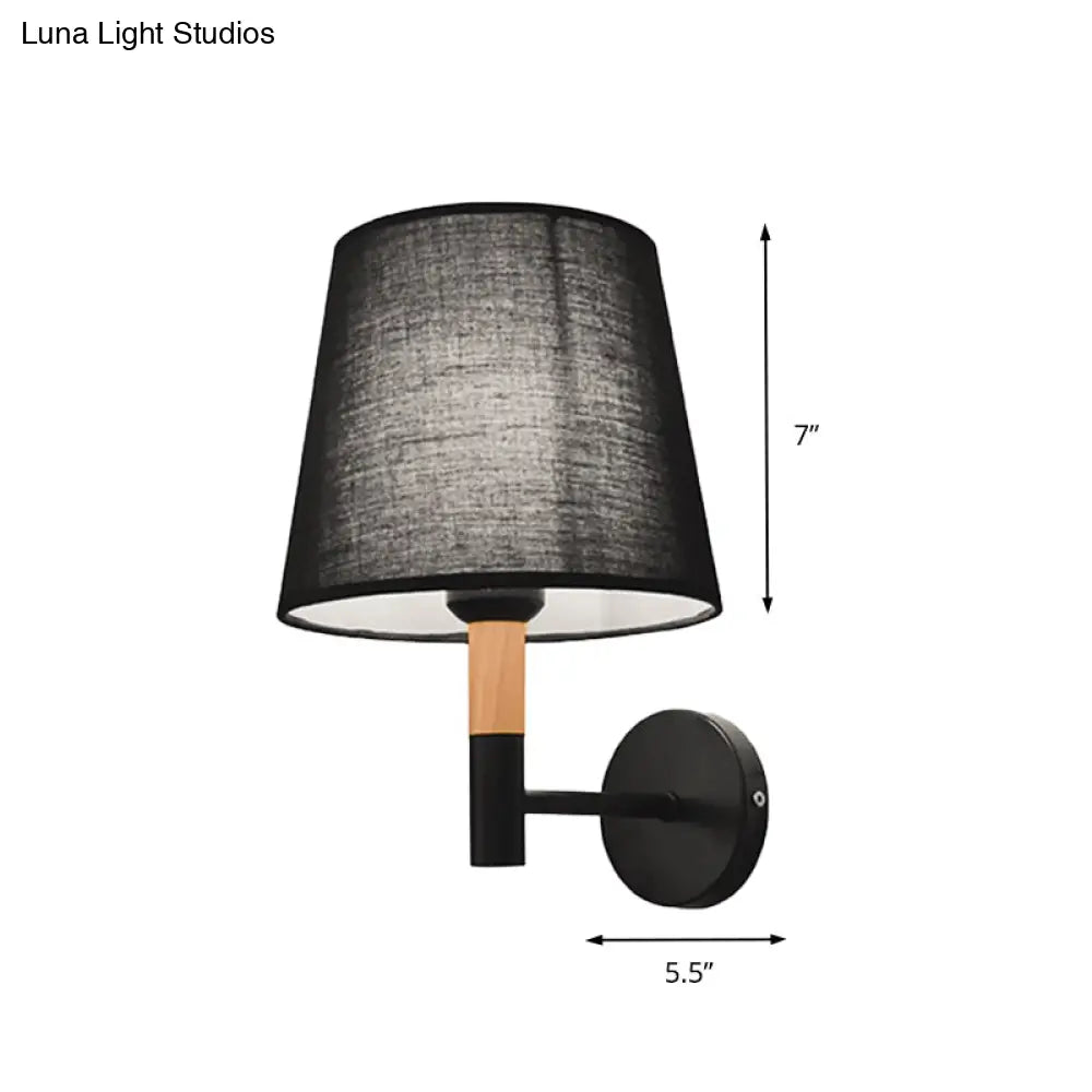 DecorBites™ DecorBites™ Modern Tapered Wall Sconce Light - 1 Head Fabric Sconce for Bedroom - Black/White