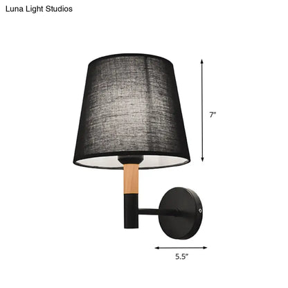 DecorBites™ DecorBites™ Modern Tapered Wall Sconce Light - 1 Head Fabric Sconce for Bedroom - Black/White