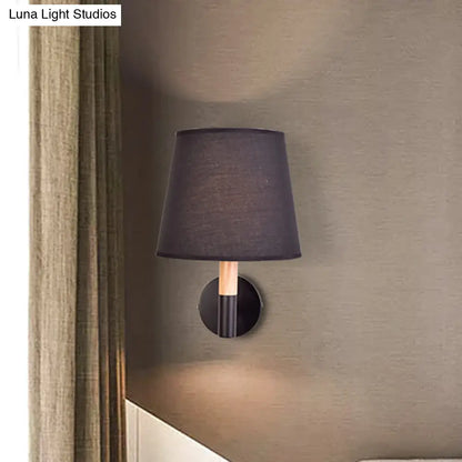 DecorBites™ DecorBites™ Modern Tapered Wall Sconce Light - 1 Head Fabric Sconce for Bedroom - Black/White