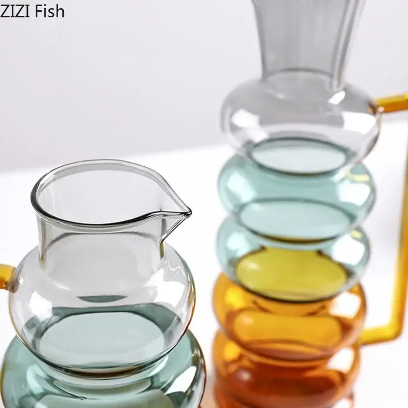 Modern teal amber bubble glass vase with stacked rounded segments for living room decorbites bubble glass hydroponics pot