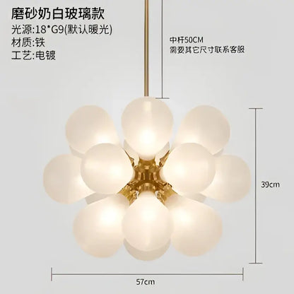 Modern teal and gold decorbites glass bubble pendant light with brass fixture and frosted glass globes for dining room decor