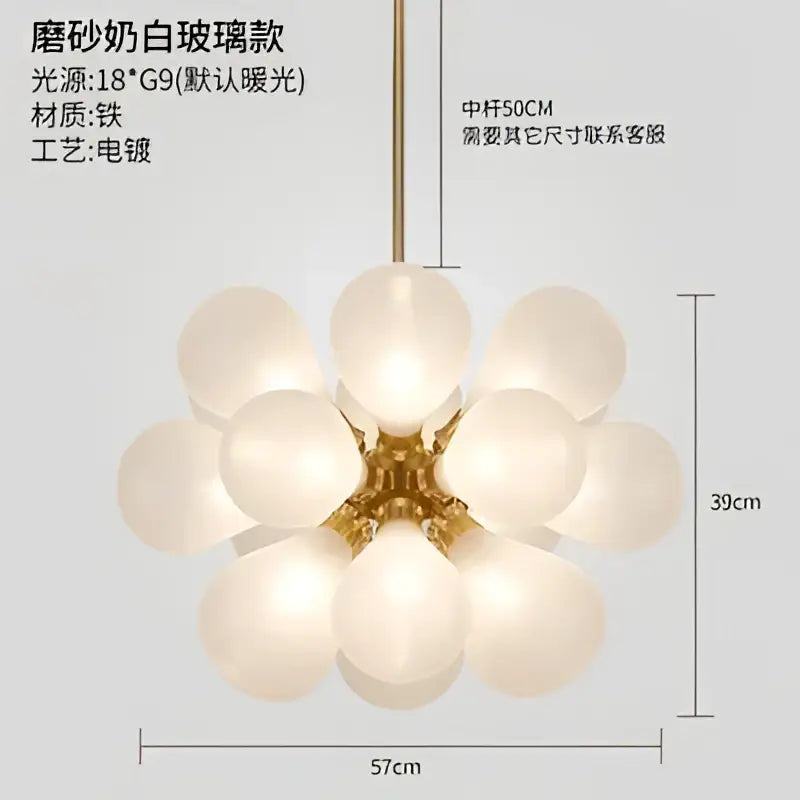 Modern teal and gold decorbites glass bubble pendant light with brass fixture and frosted glass globes for dining room decor