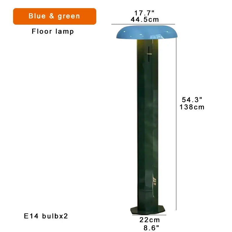 Modern teal and burgundy decorbites designer mushroom floor lamp with sleek glossy blue and green finish for living room decor