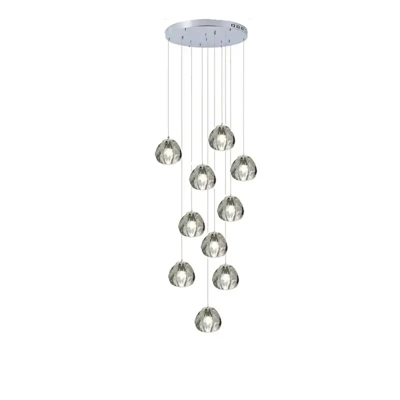 Modern teardrop crystal led chandelier with chrome finish and cascading globe pendants for living room decorbites crystal led