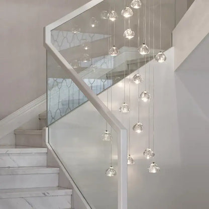 Modern teardrop crystal led chandelier with clear faceted glass globes by decorbites for living room lighting decorbites crystal led
