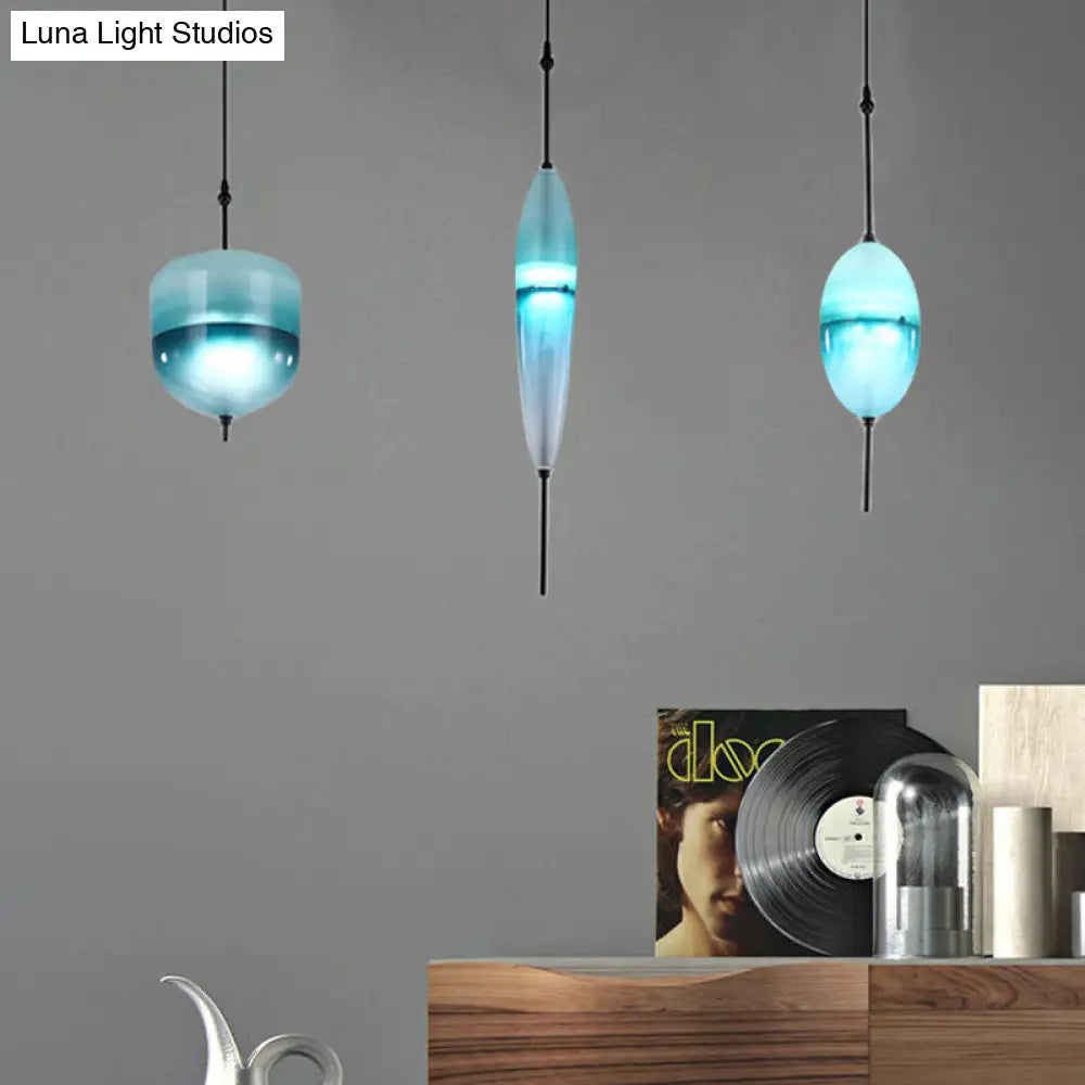 Modern Teardrop/Drum/Cylinder Glass Cluster Pendant Light - Blue/White - 1/3 Lights - Dining Room Hanging Fixture