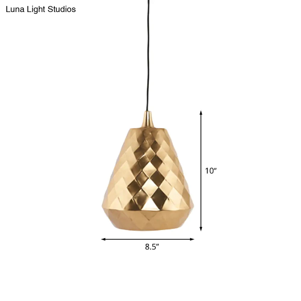 Modern Teardrop Iron Ceiling Pendant Lamp in Gold for Bedroom Lighting