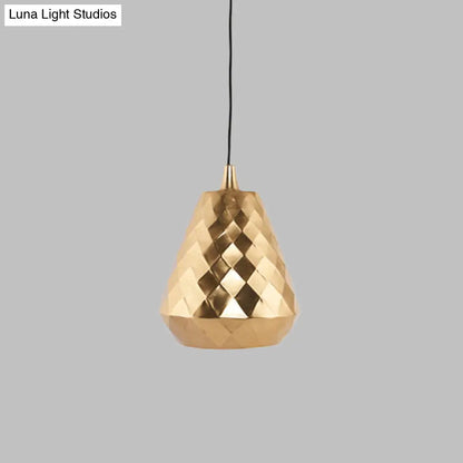 Modern Teardrop Iron Ceiling Pendant Lamp in Gold for Bedroom Lighting