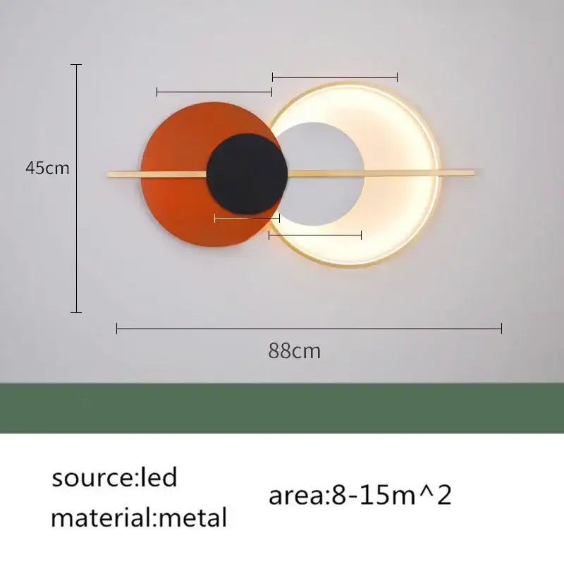 Modern terracotta and black decorbites circular wall lamp with geometric design and LED luxury wall lamp illumination