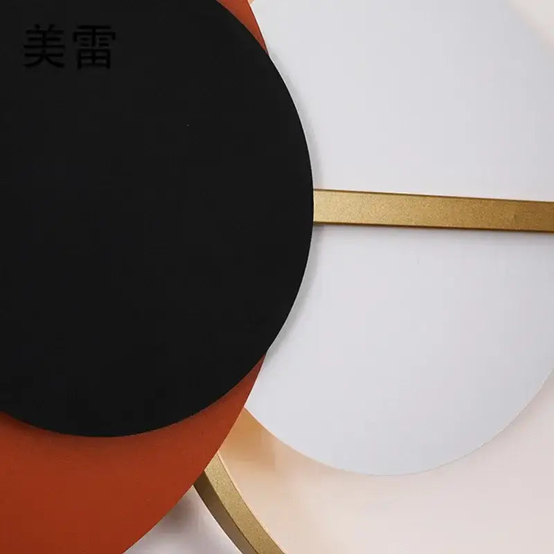 Modern terracotta and black decorbites circular wall lamp with bold panels and gold metallic strip luxury wall lamp