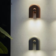 Modern terracotta and gray ceramic led u-shaped wall lamp with minimalist design for bedroom lighting