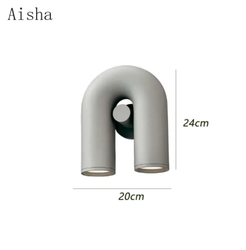 Modern terracotta and gray ceramic led u-shaped wall lamp with sleek matte gray cylindrical fixtures for bedroom use