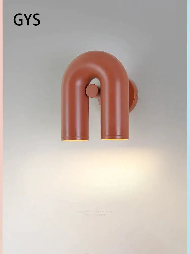 Modern terracotta led u-shaped wall lamp with sleek design ideal for living room and staircase lighting