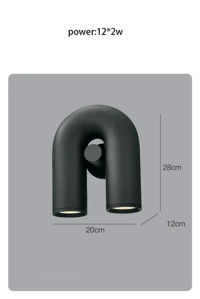 Black u-shaped wall lamp with matte metal arms and circular mounting plate modern terracotta led wall lamp for living room staircase