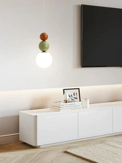 Modern pendant lights with three stacked terracotta sage green and white colorful ball glass globes for living room decorbites colorful ball