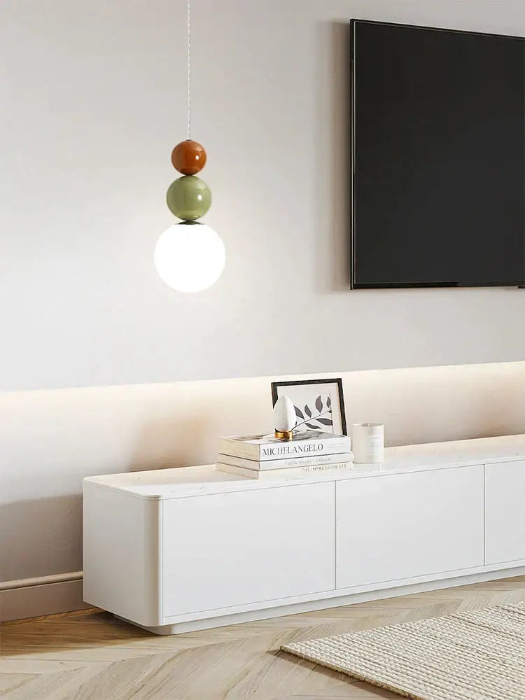 Modern pendant lights with three stacked terracotta sage green and white colorful ball glass globes for living room decorbites colorful ball
