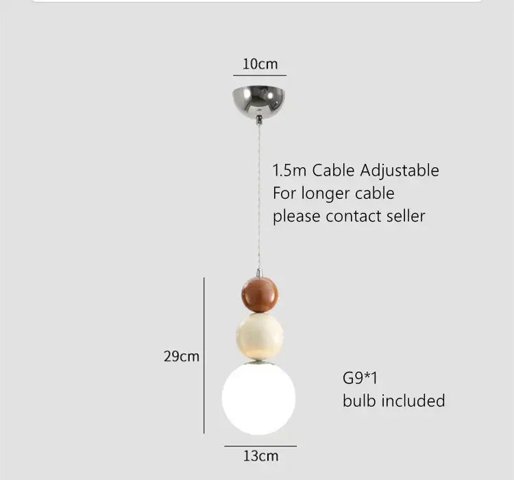 Modern pendant lights with terracotta and sage green colorful ball glass globes featuring stacked matte and translucent spheres
