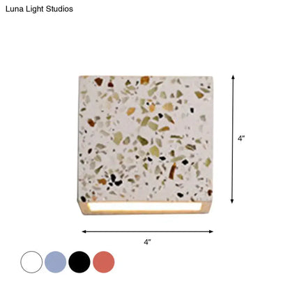 Modern terrazzo square wall light with speckled white green and brown mosaic finish compatible with e26 e27 bulbs