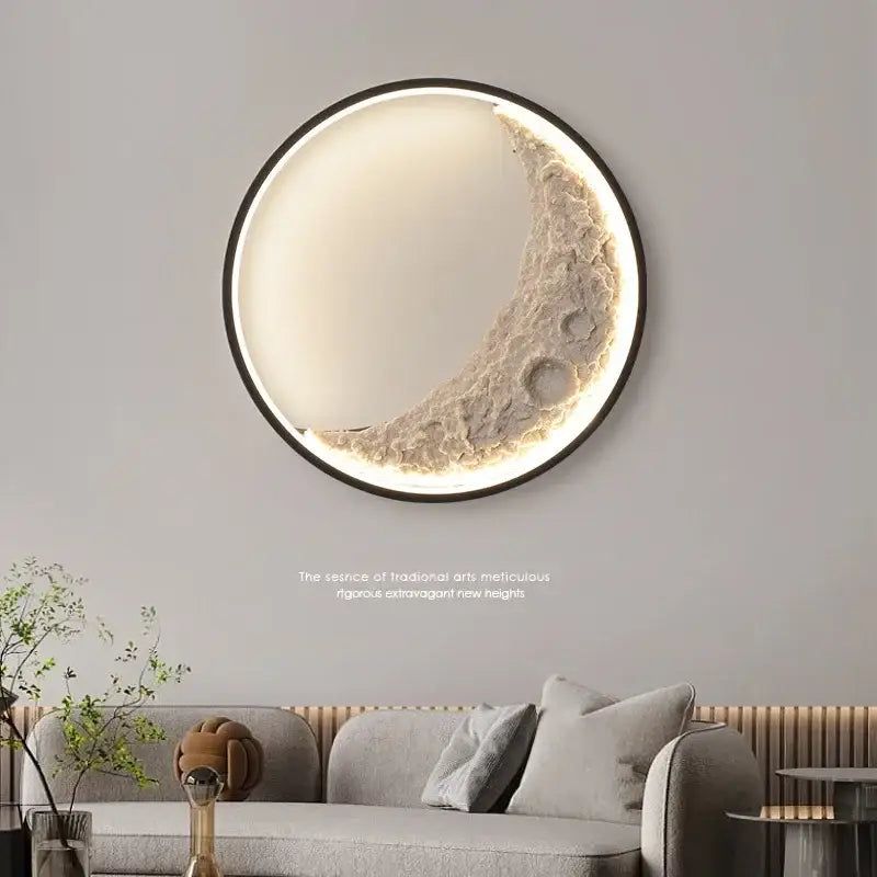 Modern textured crescent moon wall lamp with off-white textured surface and illuminated edges for bedroom decorbites crescent moon decor