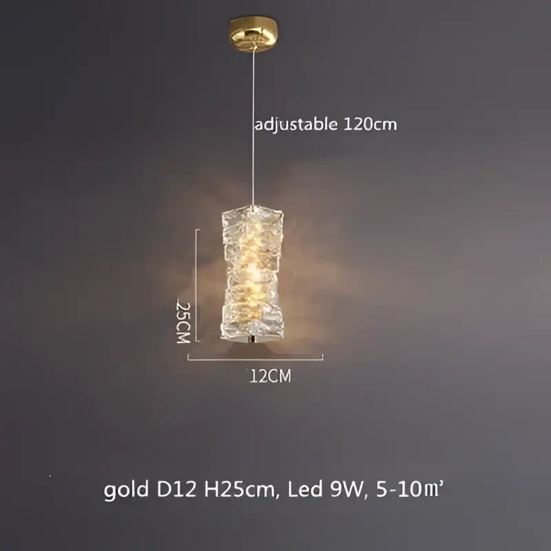 Gold pendant light with textured glass body and adjustable 120cm length perfect for modern dining room decorbites crystal led