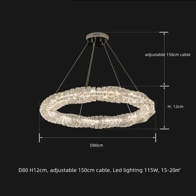 Modern textured crystal led pendant light with circular design and adjustable 150cm cable for warm dining room illumination decorbites crystal led pendant lights