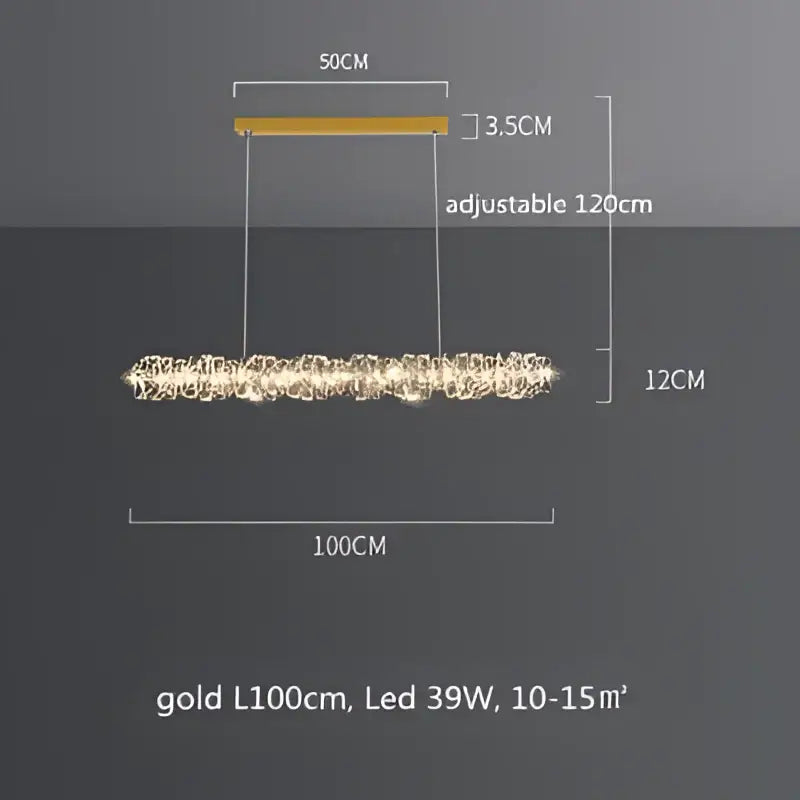 Gold modern pendant lights with decorbites crystal led elements featuring sleek elongated design for dining room decor
