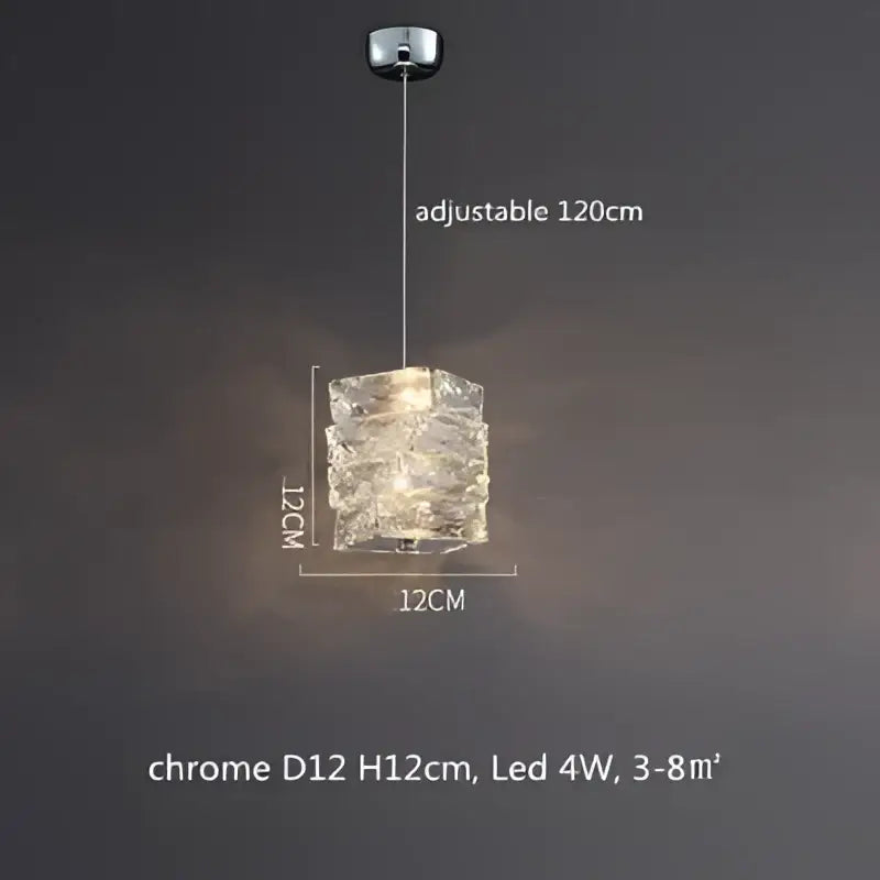 Modern textured decorbites crystal led pendant light with chrome finish and adjustable cord for warm dining room illumination