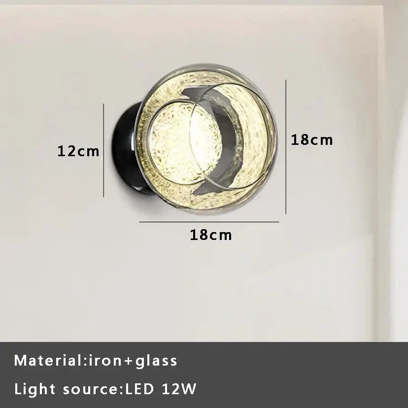 Modern textured glass ball sconce lamp with frosted finish and iron base ideal for bedroom aisle decorbites glass ball sconce