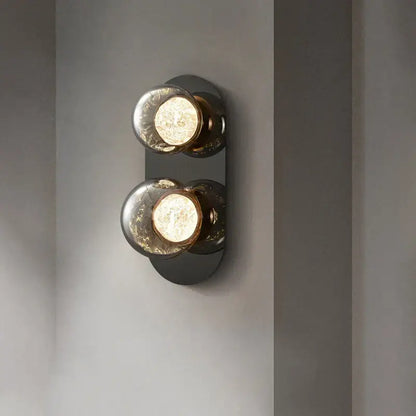 Modern textured glass ball sconce lamp with crackled glass bulbs and matte black frame for bedroom aisle decorbites sconce lamps