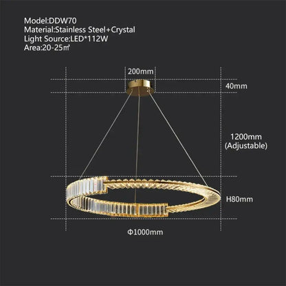 Modern three tier crystal gold ring led chandelier with gold-toned frame and crystal accents for dining room decorbites crystal gold