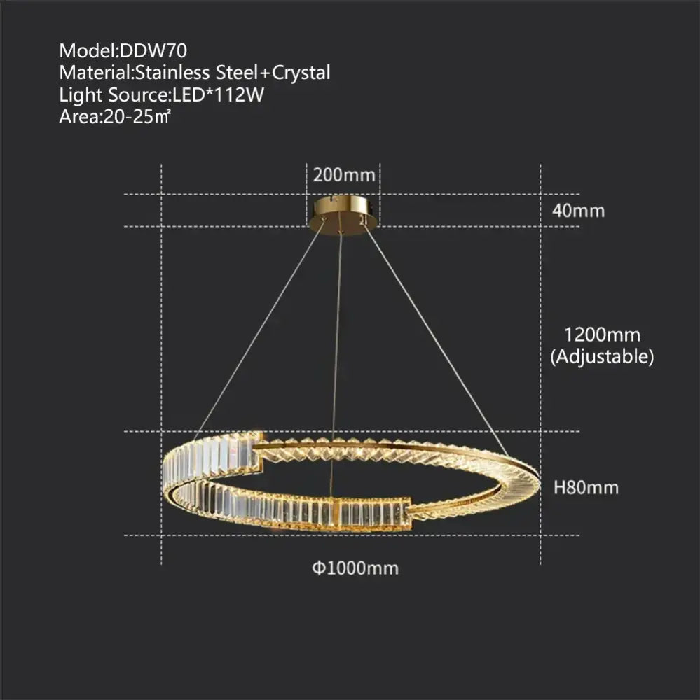 Modern three tier crystal gold ring led chandelier with gold-toned frame and crystal accents for dining room decorbites crystal gold