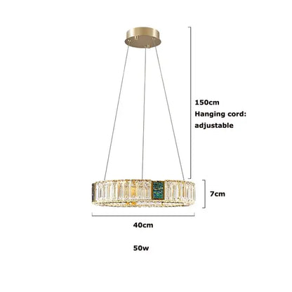 Modern three tier crystal golden led ring chandelier with clear and green crystals for dining room decorbites golden led