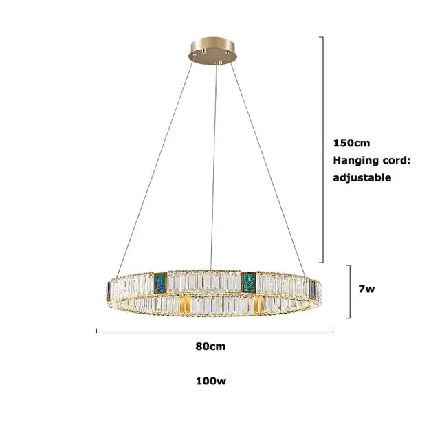 Modern three tier crystal golden led ring chandelier with emerald green and clear crystals for elegant dining room decorbites golden led