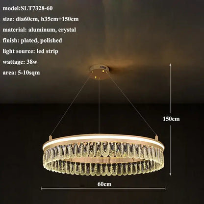 A modern three tier gold crystal led chandelier with polished aluminum frame and hanging droplets for dining room decorbites modern crystal