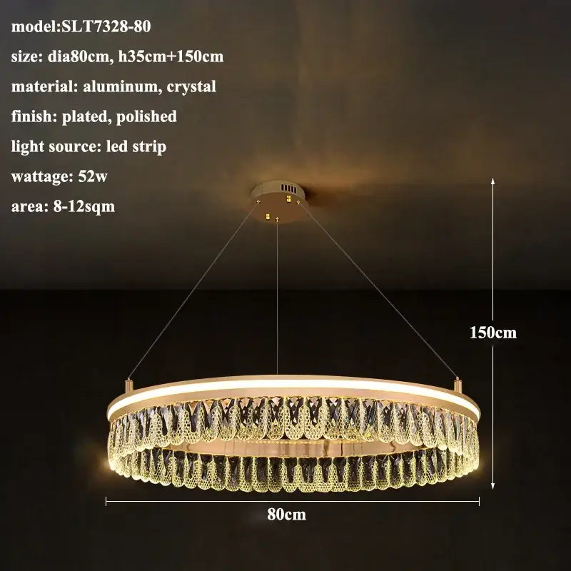 Modern three tier gold crystal led chandelier with gold-plated polished aluminum and crystal for dining room decorbites modern crystal