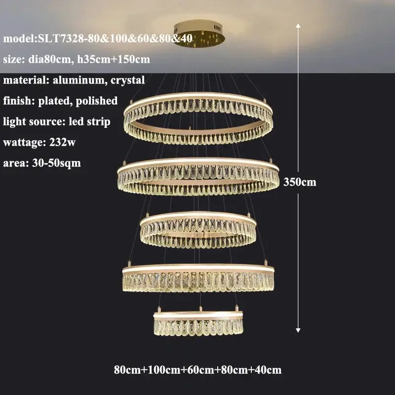 Modern three tier gold crystal led chandelier with polished brass and cascading droplets for dining room decorbites modern crystal