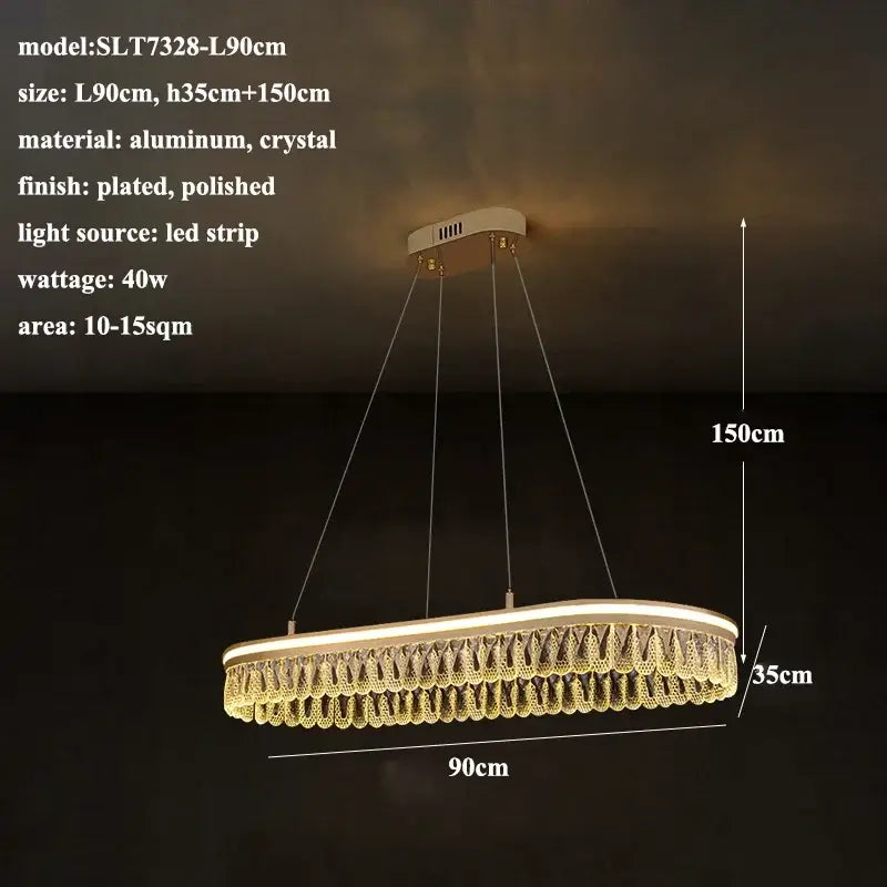 Modern three tier gold crystal led chandelier with polished aluminum frame and warm led strip for dining room decorbites modern crystal