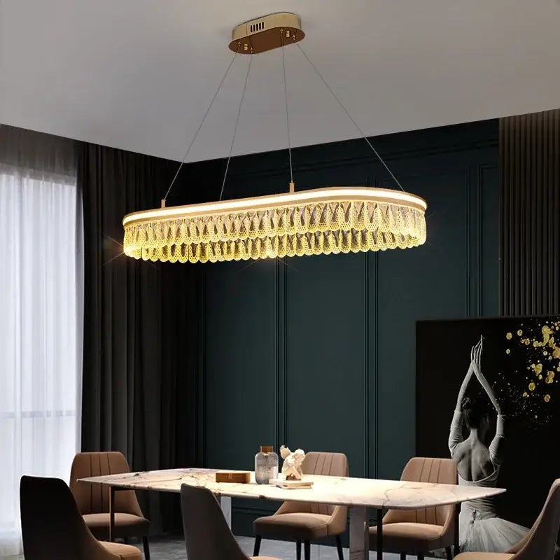 Modern three tier gold crystal led chandelier with cascading fringe by decorbites modern crystal for dining room decor