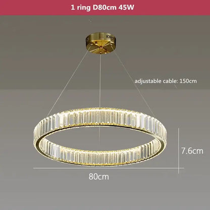Modern three tier gold crystal led chandelier with decorbites crystal led rods in concentric rings for elegant lighting