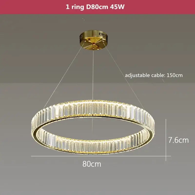 Modern three tier gold crystal led chandelier with decorbites crystal led rods in concentric rings for elegant lighting
