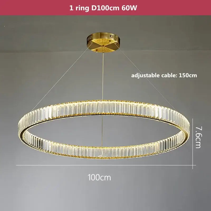 Modern three tier gold crystal led chandelier with clear faceted crystals and adjustable cable by decorbites crystal led