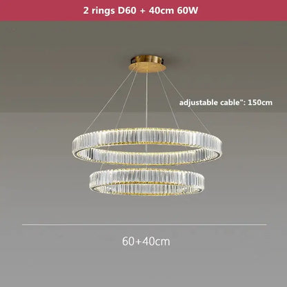 Modern three tier gold crystal led chandelier with gold-finished double-ring and clear faceted crystal accents decorbites crystal led